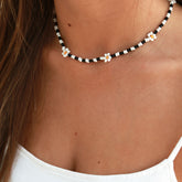 Choker black white daisy